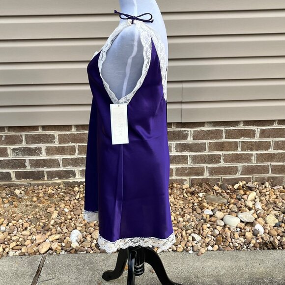 Val Mode Lingerie Purple‎ Nightgown Lace Trim Womens Nightie Size Small - Picture 2 of 8
